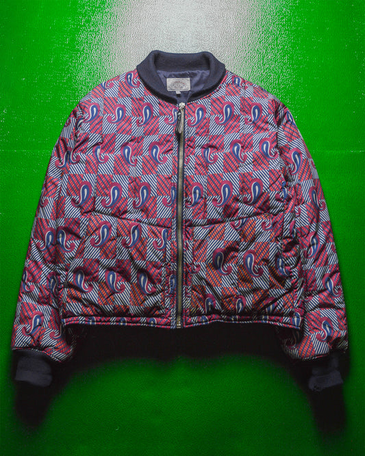 90s Paisley Print Boxy Bomber Jacket (~XL~)