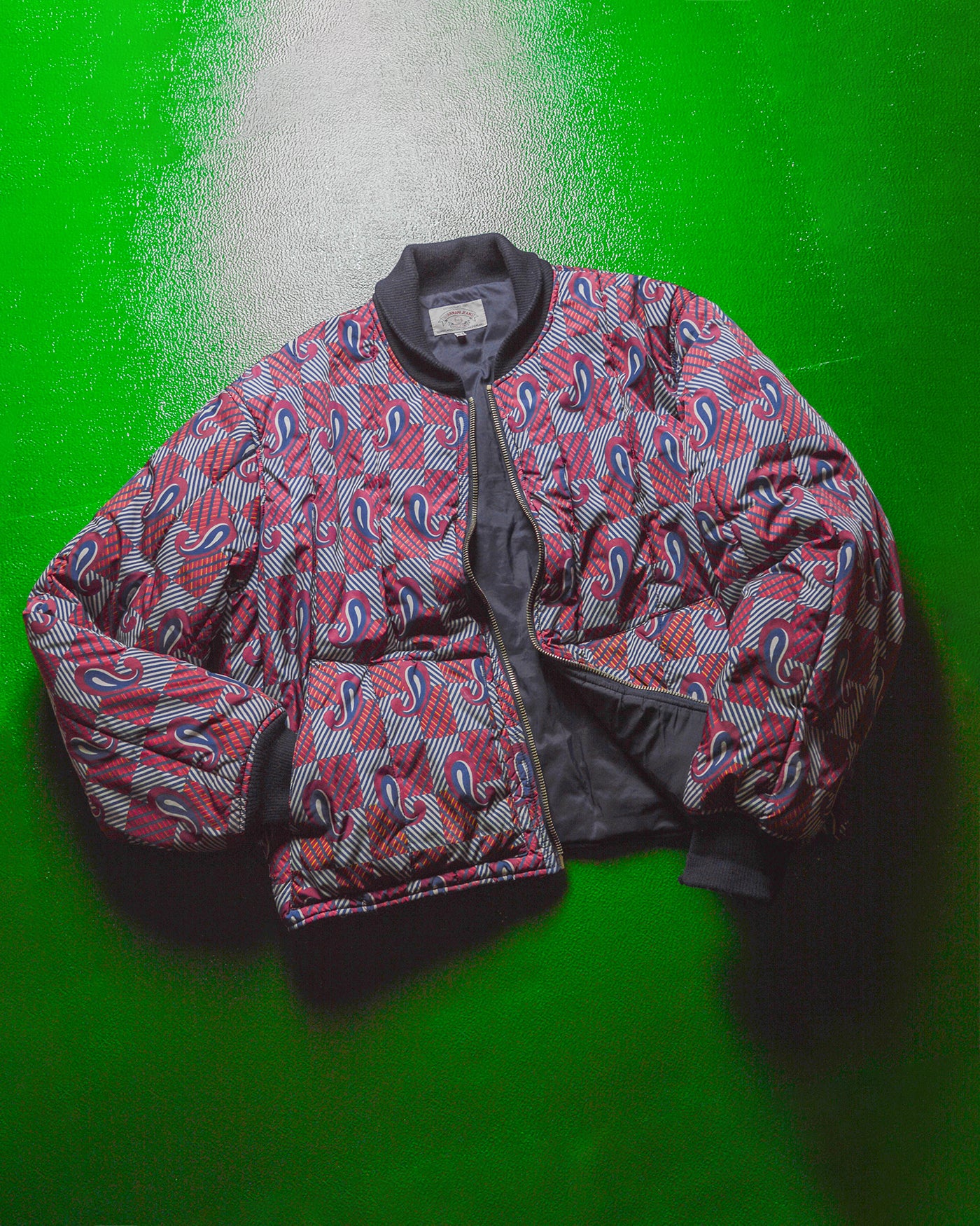 90s Paisley Print Boxy Bomber Jacket (~XL~)
