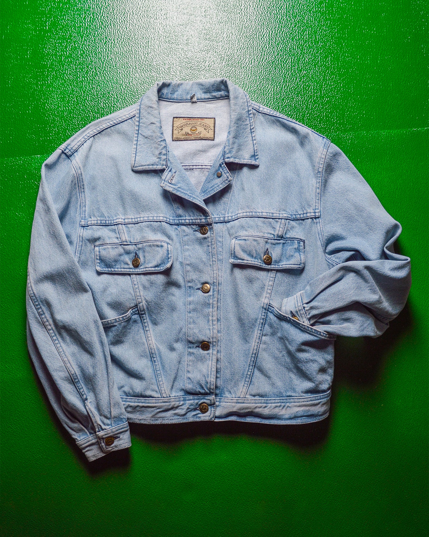 90s Washed Blue Panelled Denim Jacket (~M~)