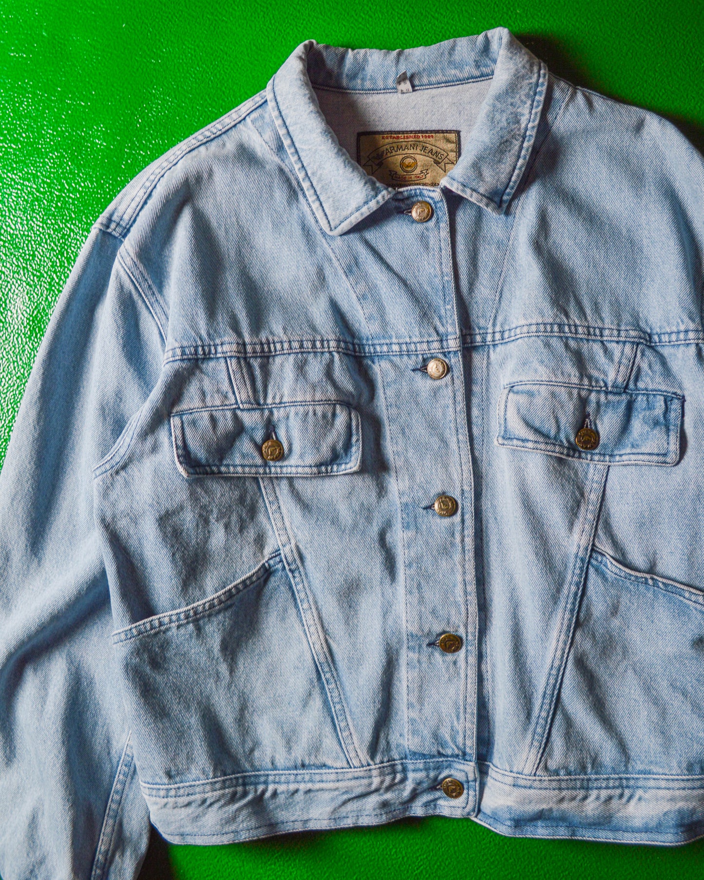 90s Washed Blue Panelled Denim Jacket (~M~)