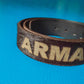 Early 2000s Deep Brown Pony Fur Engraved Logo Leather Belt (90105)