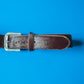 Early 2000s Deep Brown Pony Fur Engraved Logo Leather Belt (90105)