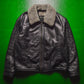 90s Detachable Collar Lined Leather Jacket (~L~)