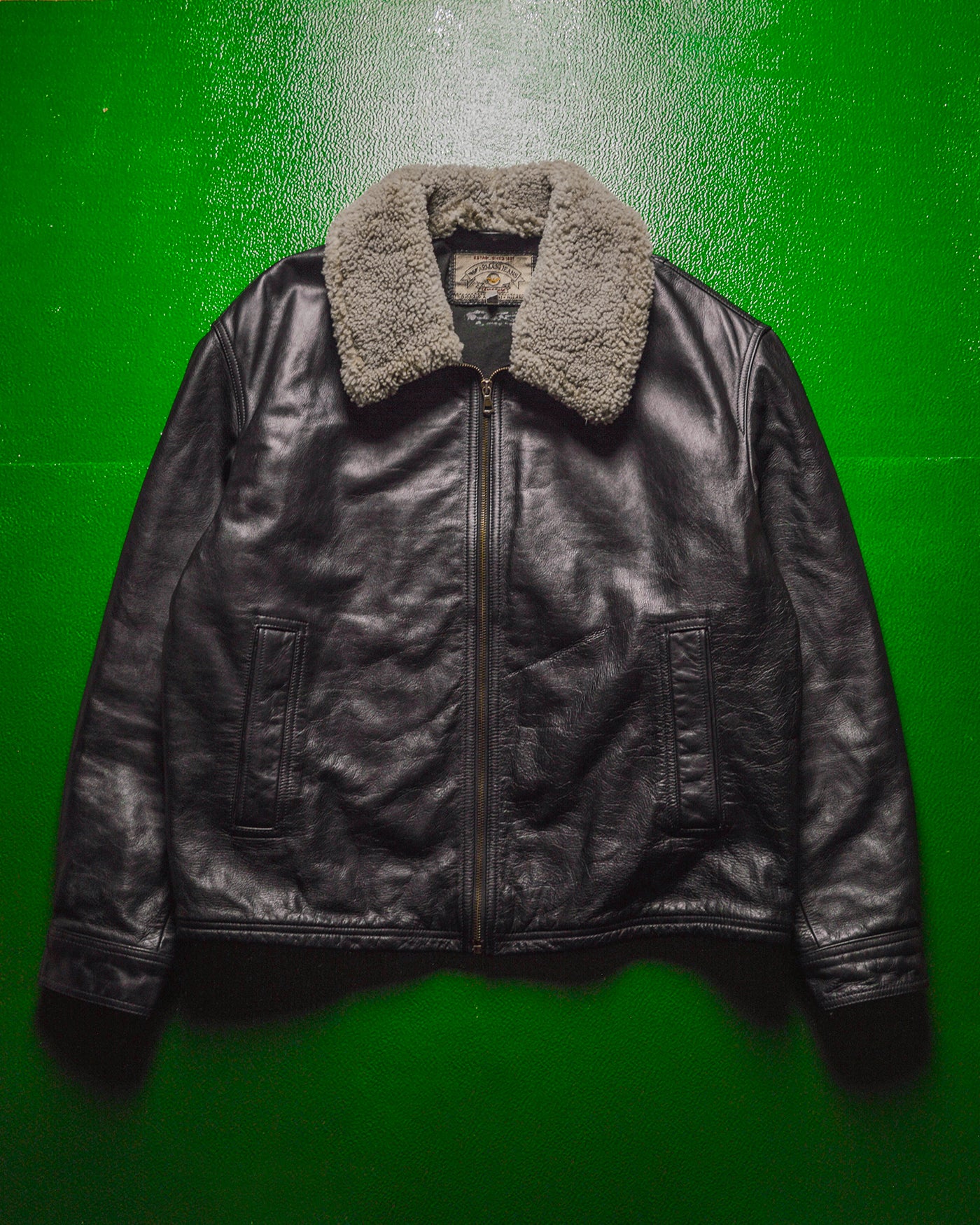 90s Detachable Collar Lined Leather Jacket (~L~)