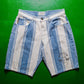 90s Striped Elephant Print Blue White Denim Shorts  Jorts (~32~)