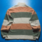 90s Washed Jeans Fabric Quarter Zip Striped Jumper (~XL~)