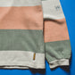 90s Washed Jeans Fabric Quarter Zip Striped Jumper (~XL~)