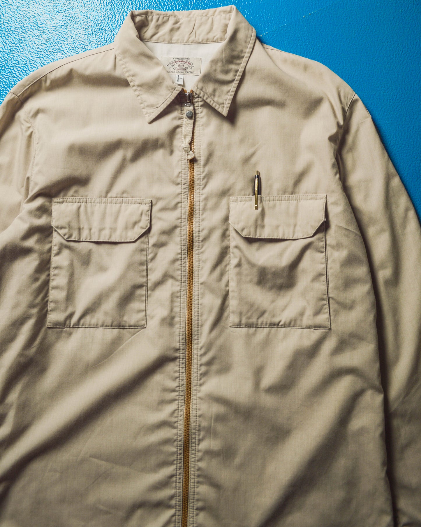 Early 2000s Cream Zip Up Over Shirt / Jacket (~L~)