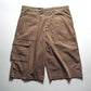 Early 2000s Brown Asymmetrical Brown Baggy Cargo Shorts (36)