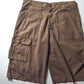 Early 2000s Brown Asymmetrical Brown Baggy Cargo Shorts (36)