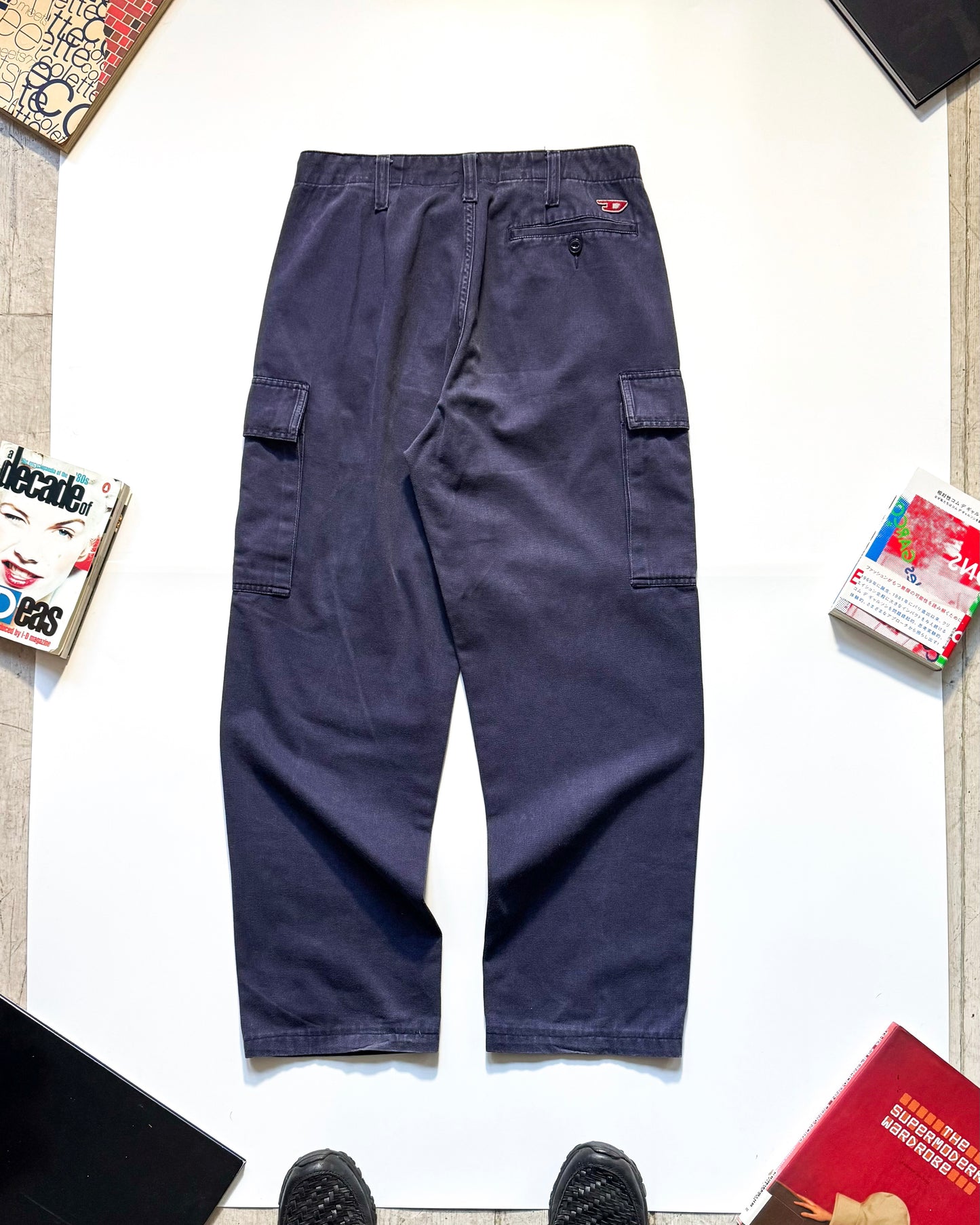 90s Washed Navy Darted Cargo Pants (29~31)