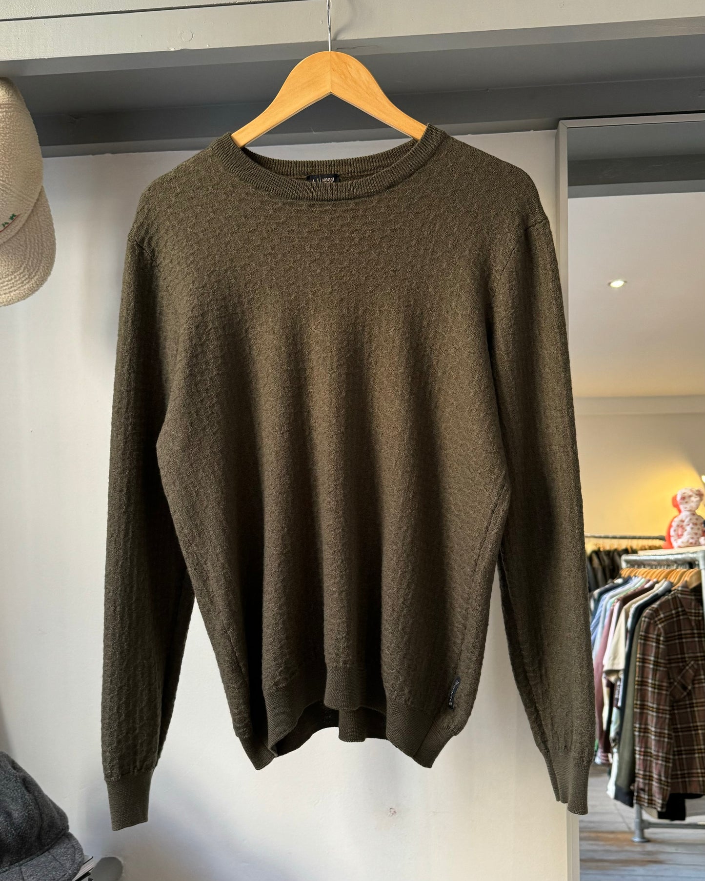 Organic Textured Olive Brown Knit Jumper  (~M~)