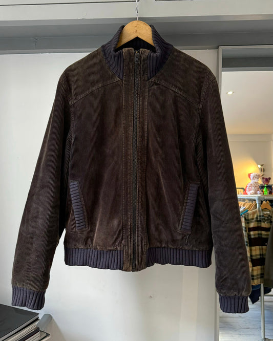 Brown Cord Contrast Navy Pocket Ribbed Trim Jacket (~L~)