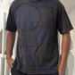 Early 2000s Washed Black / Navy Circle Patchwork Style Front Top / T-Shirt (M~L)