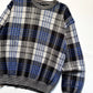 SS1993 Asymmetrical  Blue Black Plaid Knit Jumper Knit Sweater / Jumper (~M~)