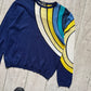 90s Blue Asymmetrical Ripple Pattern Knit Jumper (~M~)