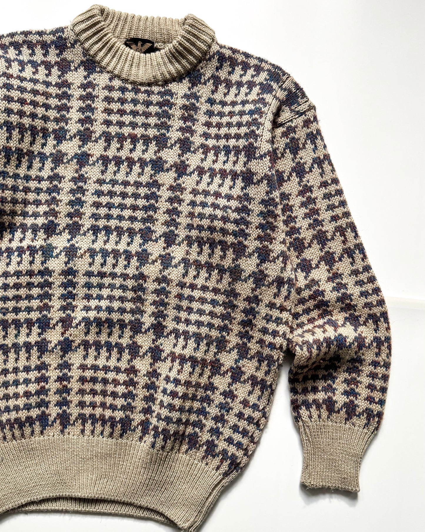 80s Separates Knitwear Multi- Tone Pattern Knit Jumper (~S~)