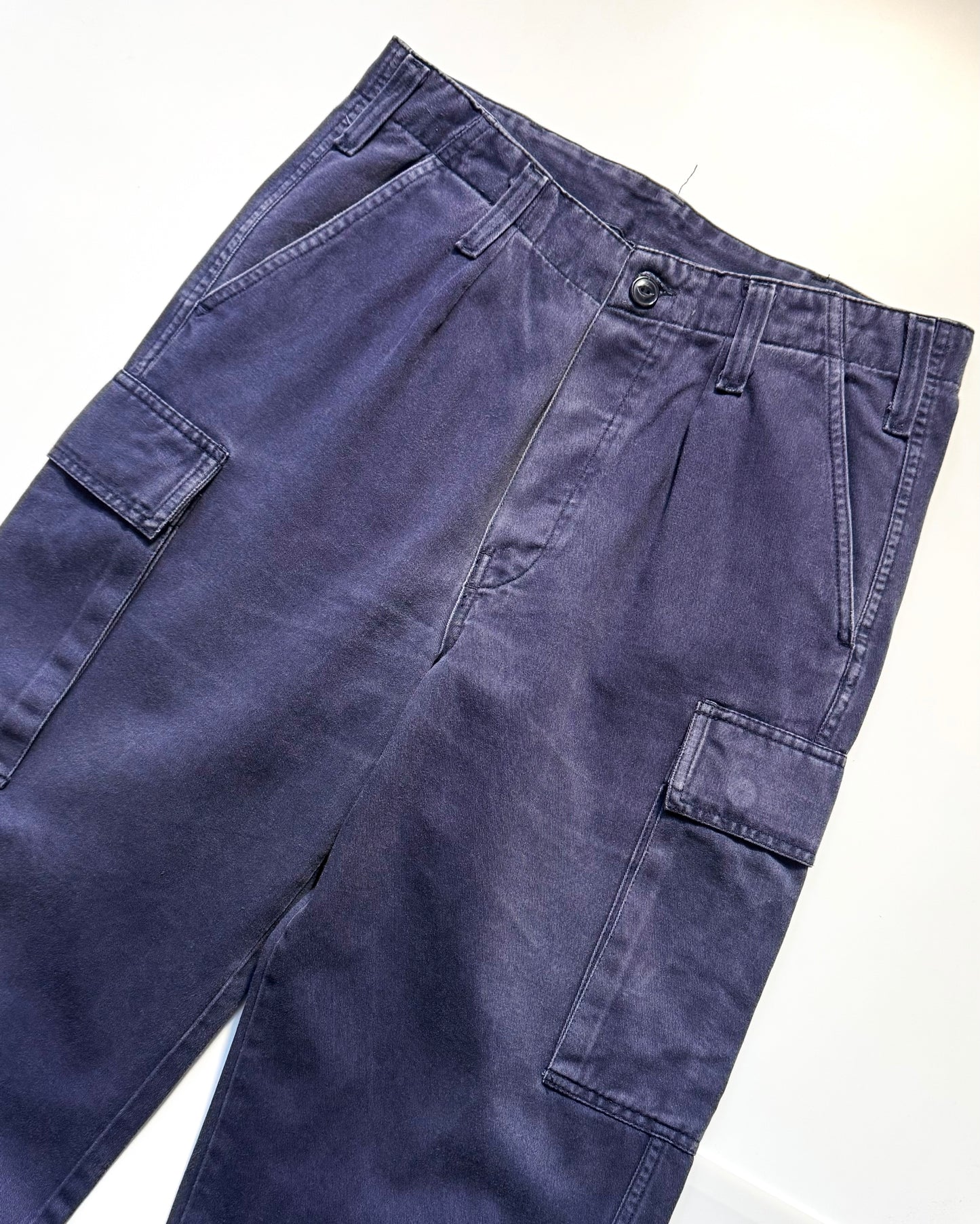 90s Washed Navy Darted Cargo Pants (29~31)