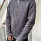 2000s Grey Thick Ribbed Knit Zip Up Jumper (~ S~)