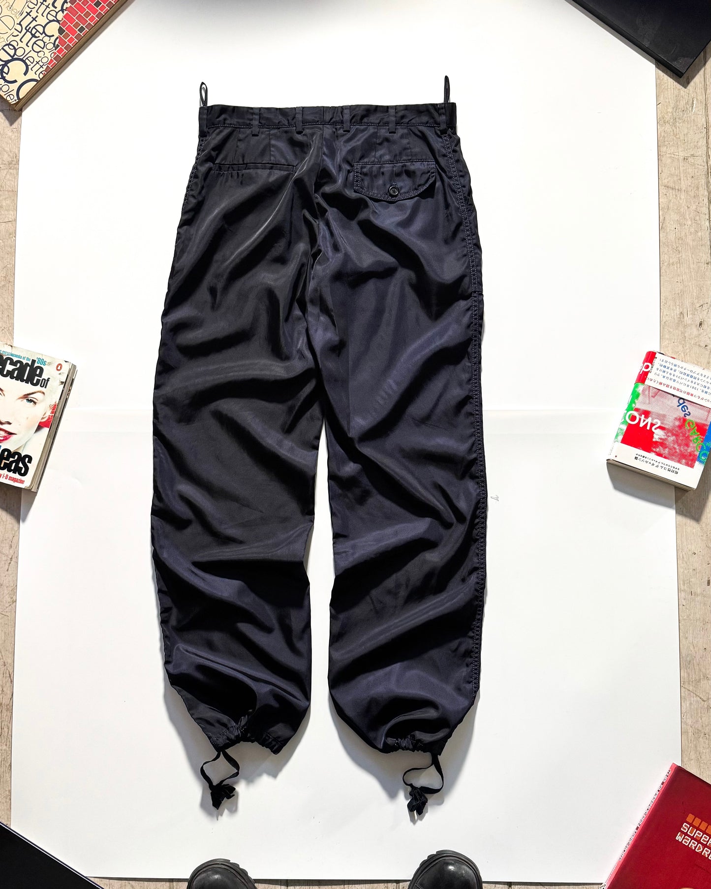 Early 2000s Shimmering Navy Contrast Stitch Tech Pants (30~32)