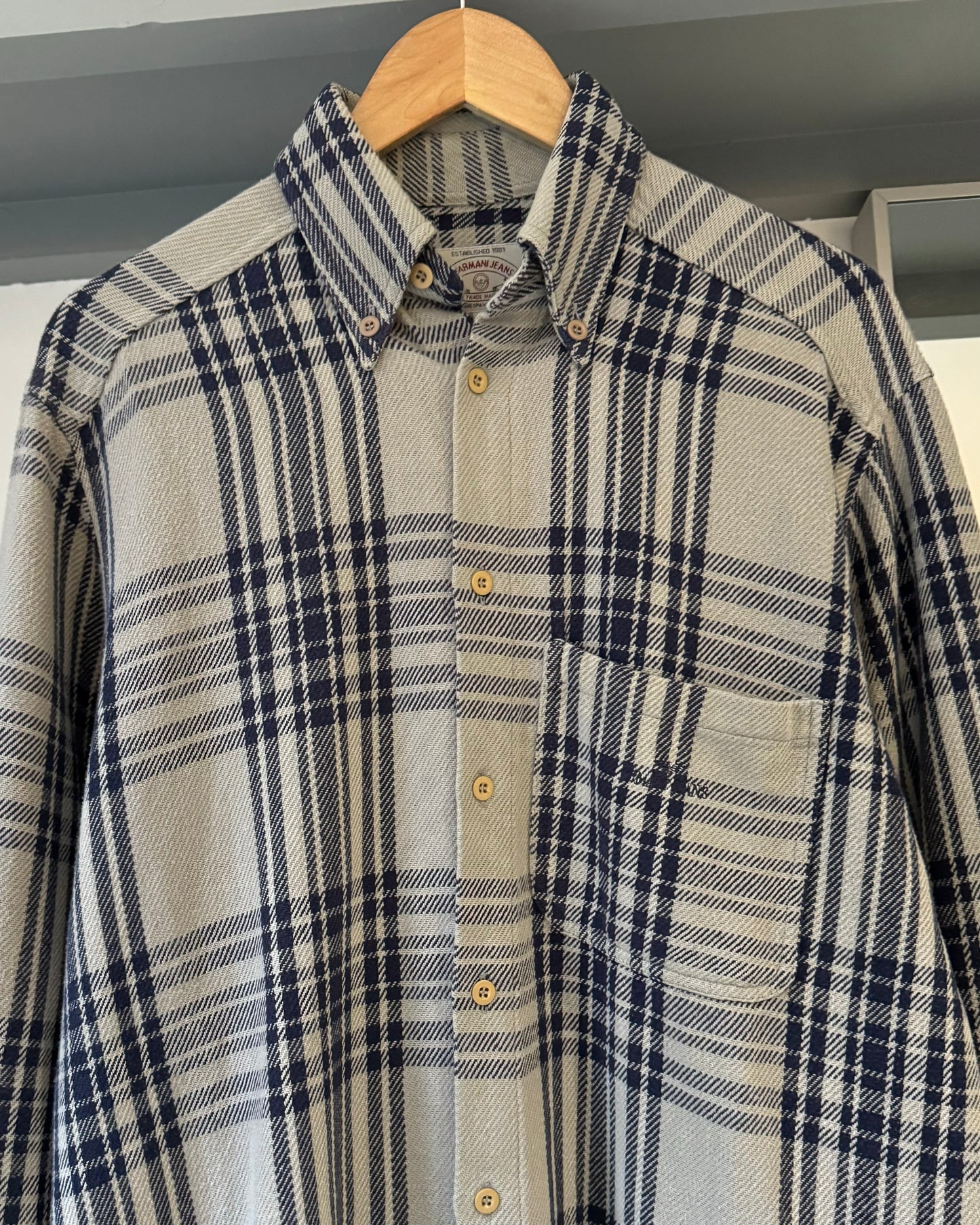 90s Woven Check Heavyweight Flannel /  Overshirt Shirt  (~L~)