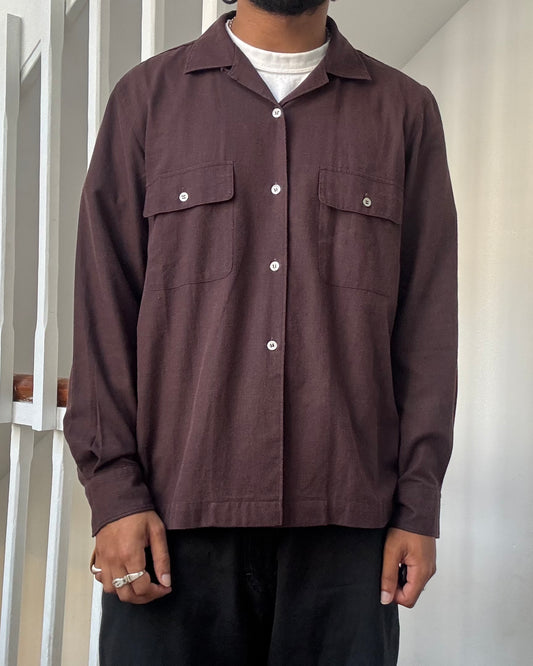 1993 Maroon Brown Lightweight Over Shirt   (M~L)