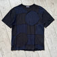 Early 2000s Washed Black / Navy Circle Patchwork Style Front Top / T-Shirt (M~L)