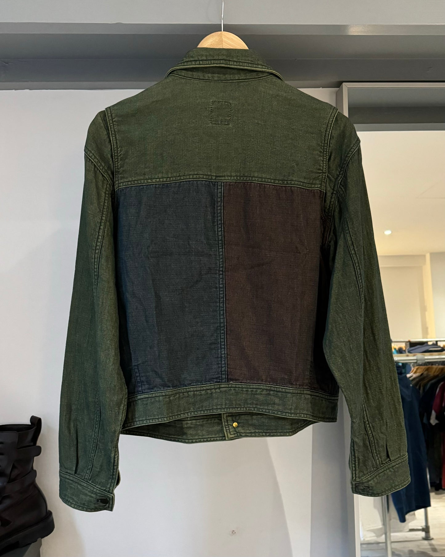 Green Brown Blue Panelled Trucker Jacket (~M~)