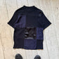 Patchwork Black Blue Shirt  and Tshirt Set (~S~)