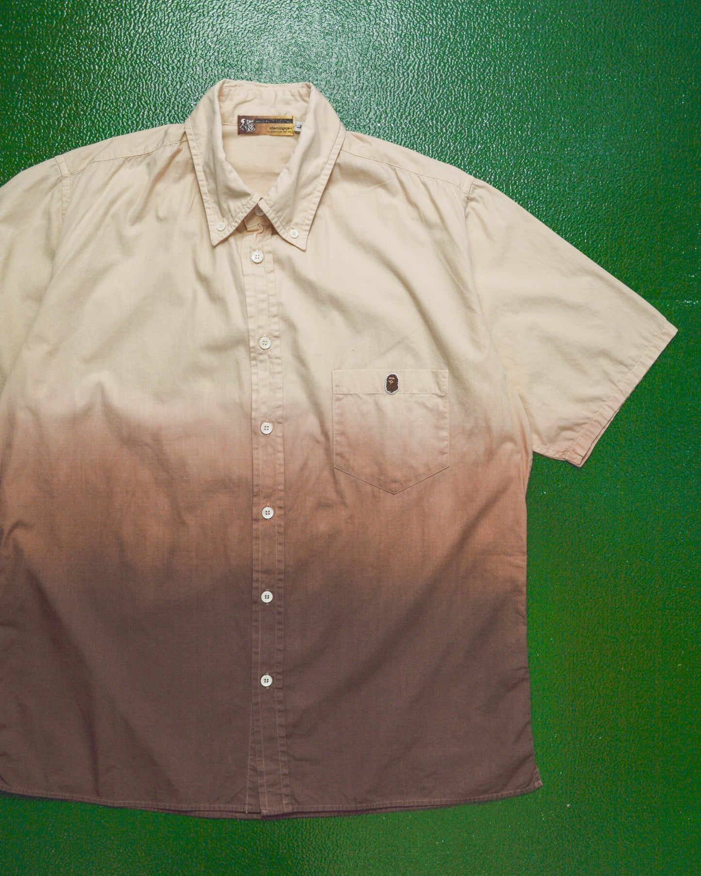 90s Brown Gradient Short-sleeve Shirt (~M~)