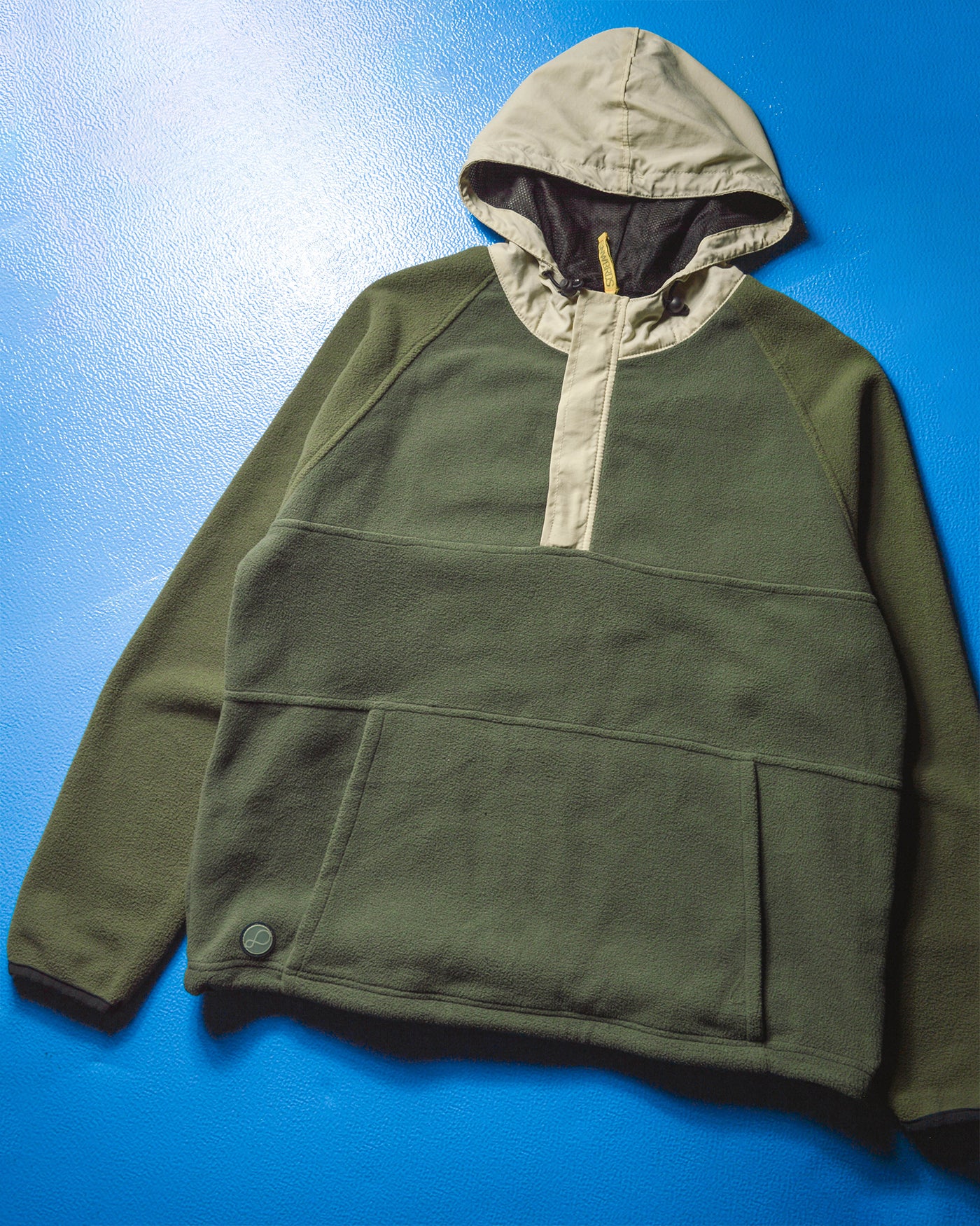Tonal Olive Fleece Panelled Hoody (L)