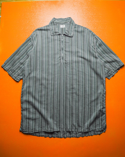 Massimo Osti 90s Quarter Zip Striped Shirt (~XL~)
