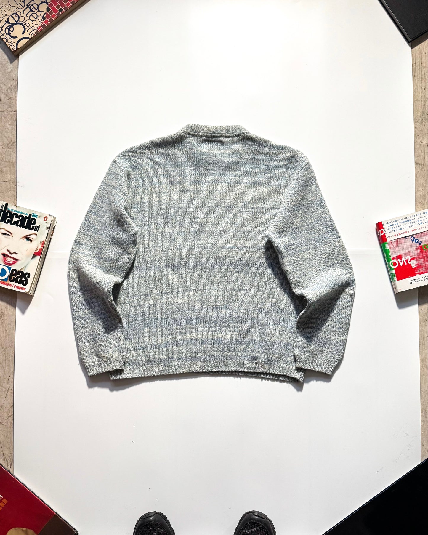 90s Heather Blue Pattern Knit Jumper (~M ~ )