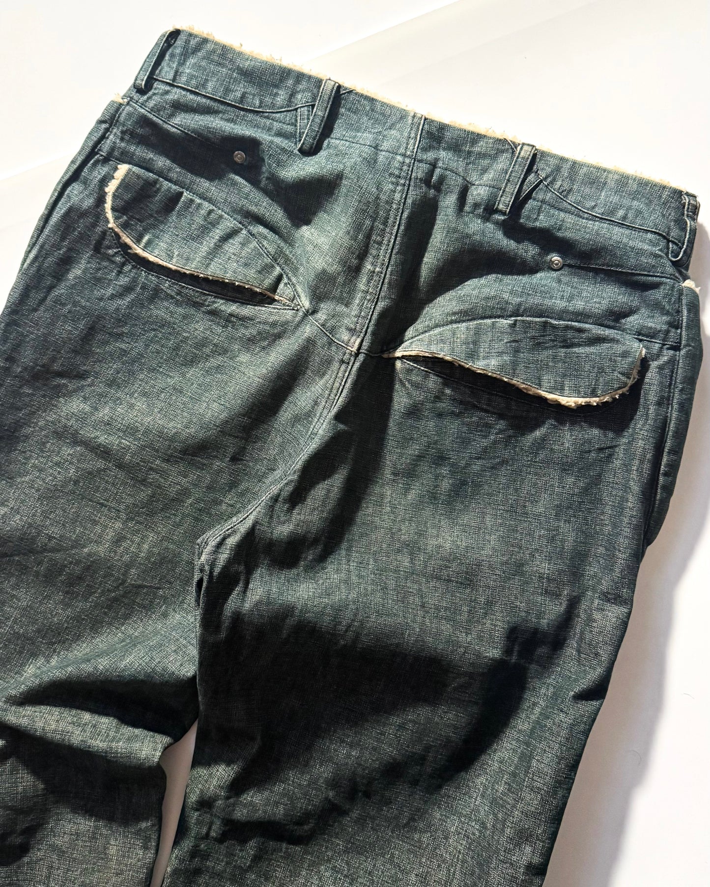 AW03 Sherpa Style Fleece Trim Panelled Denim / Jeans (32~34)