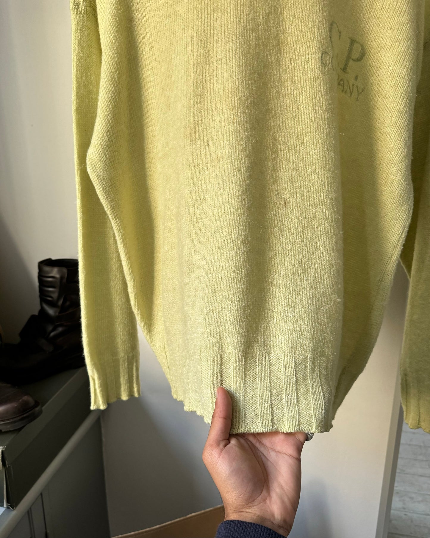 80s Ideas From Massimo Osti Pale Lime Knit Jumper  (~L~)