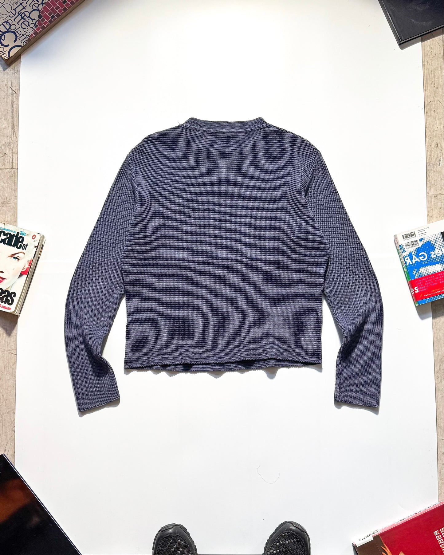 SS01 Horizontal Rib  Cold Grey Knit Jumper ( S~M)