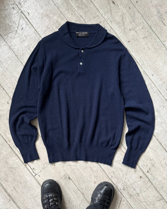 1989 Navy Round Neck / Peter Pan Neck Lightwieght Knit Jumper  (M~L)