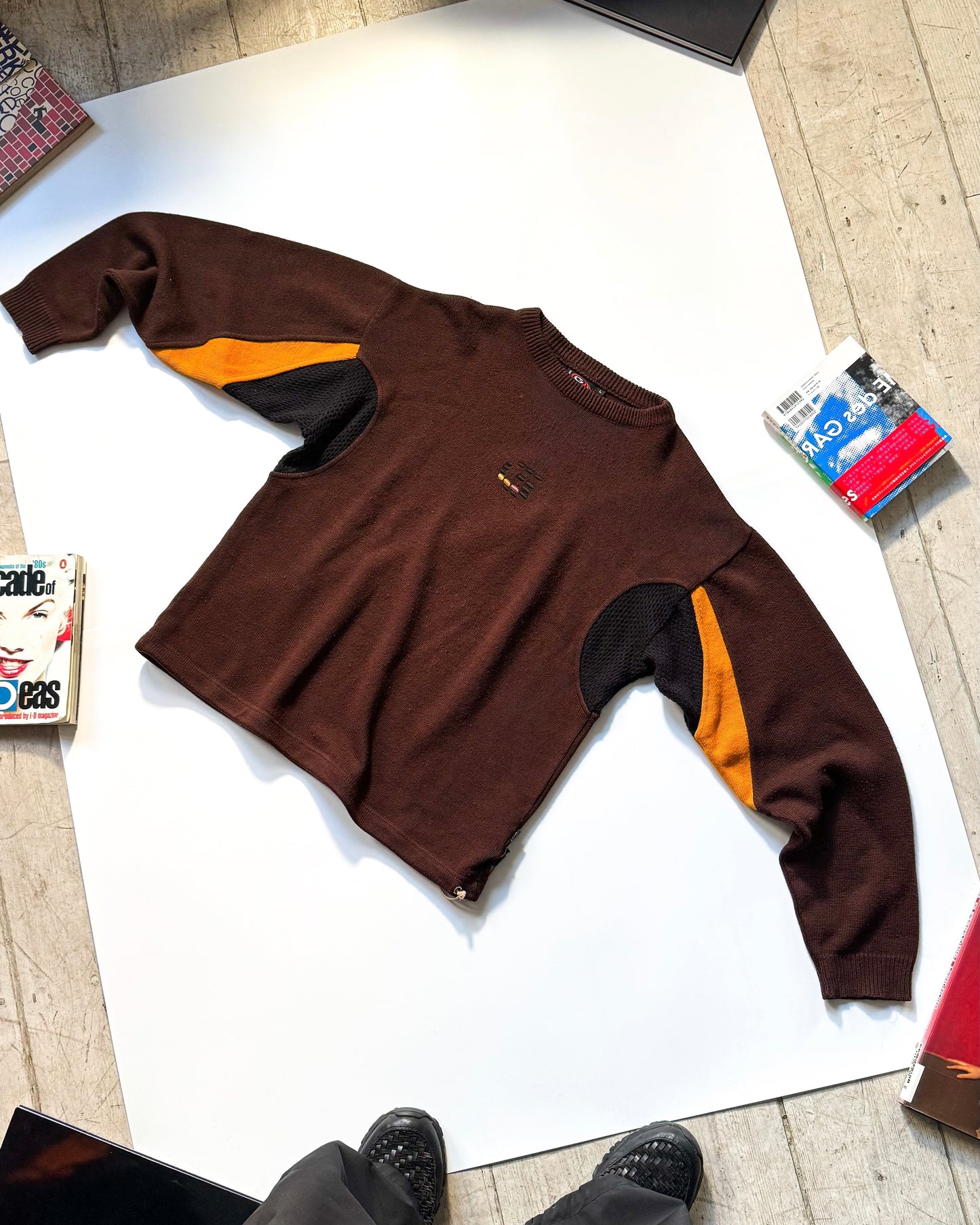 Brown / Orange Mesh Panelled Knit Jumper (M~L)
