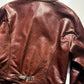 80s Wine Red Crawling Frog Motif Leather Detachable Collar Jacket (~L~)