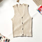 90s Ribbed Cream Knit Vest (~L~)