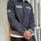 Contrast Navy / Grey Panelled Zip Up Tracktop  (~M~)