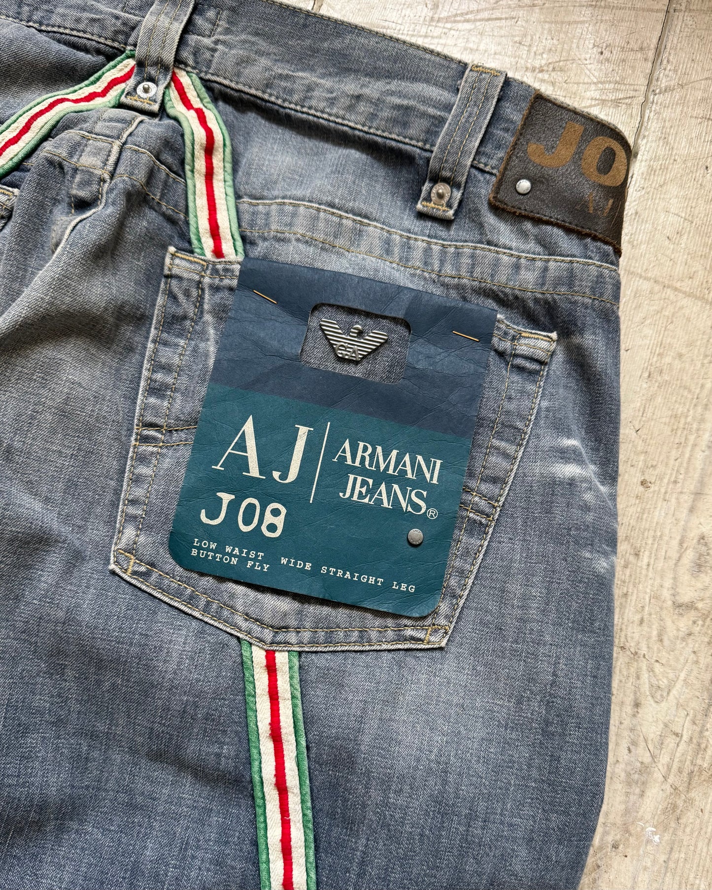 Early 2000s Red/Green Striped Wrap Around Jeans  (30 + 36 + 38 )