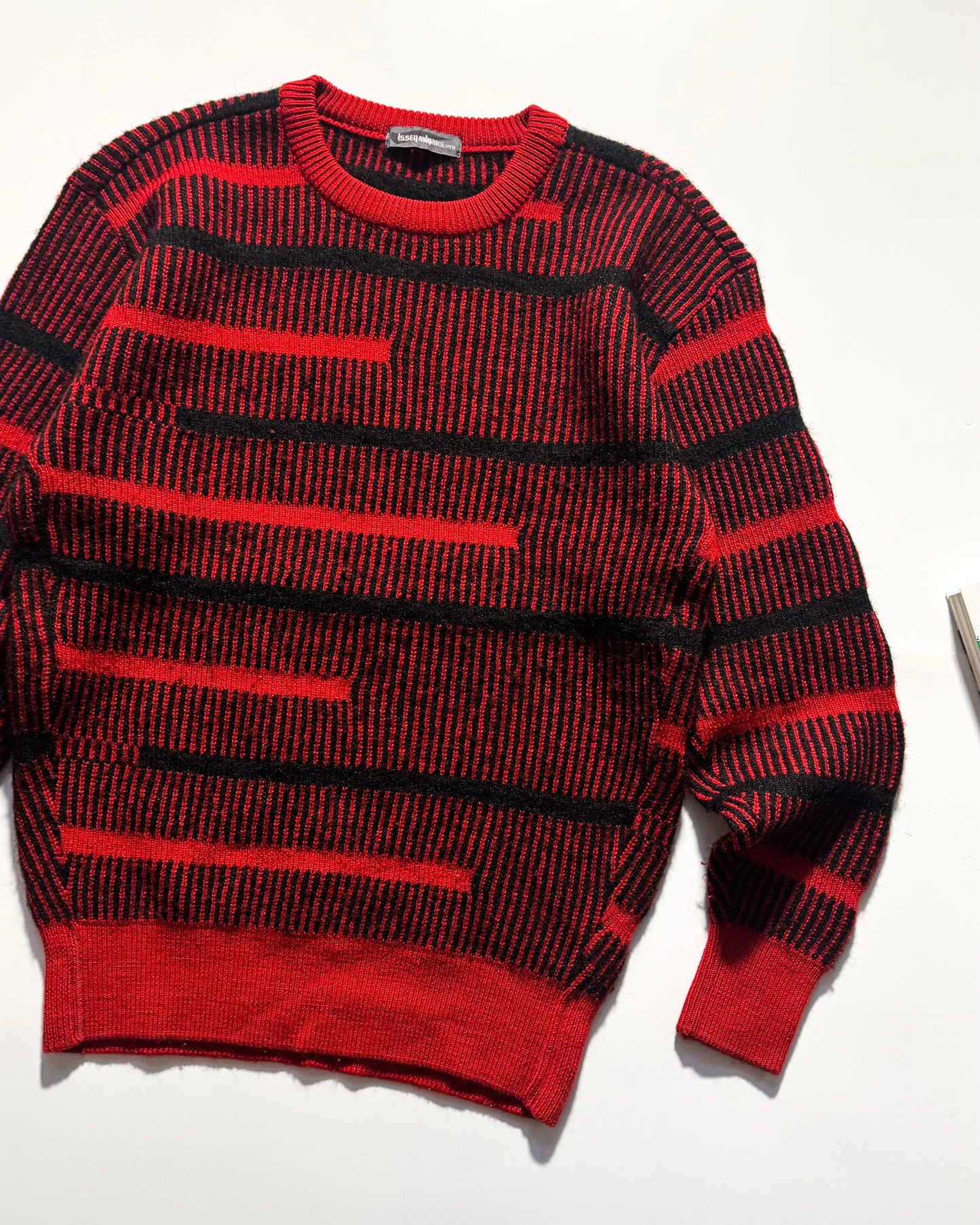 AW85 Asymmetrical Red Stripe Knit Sweater / Jumper (~L~)
