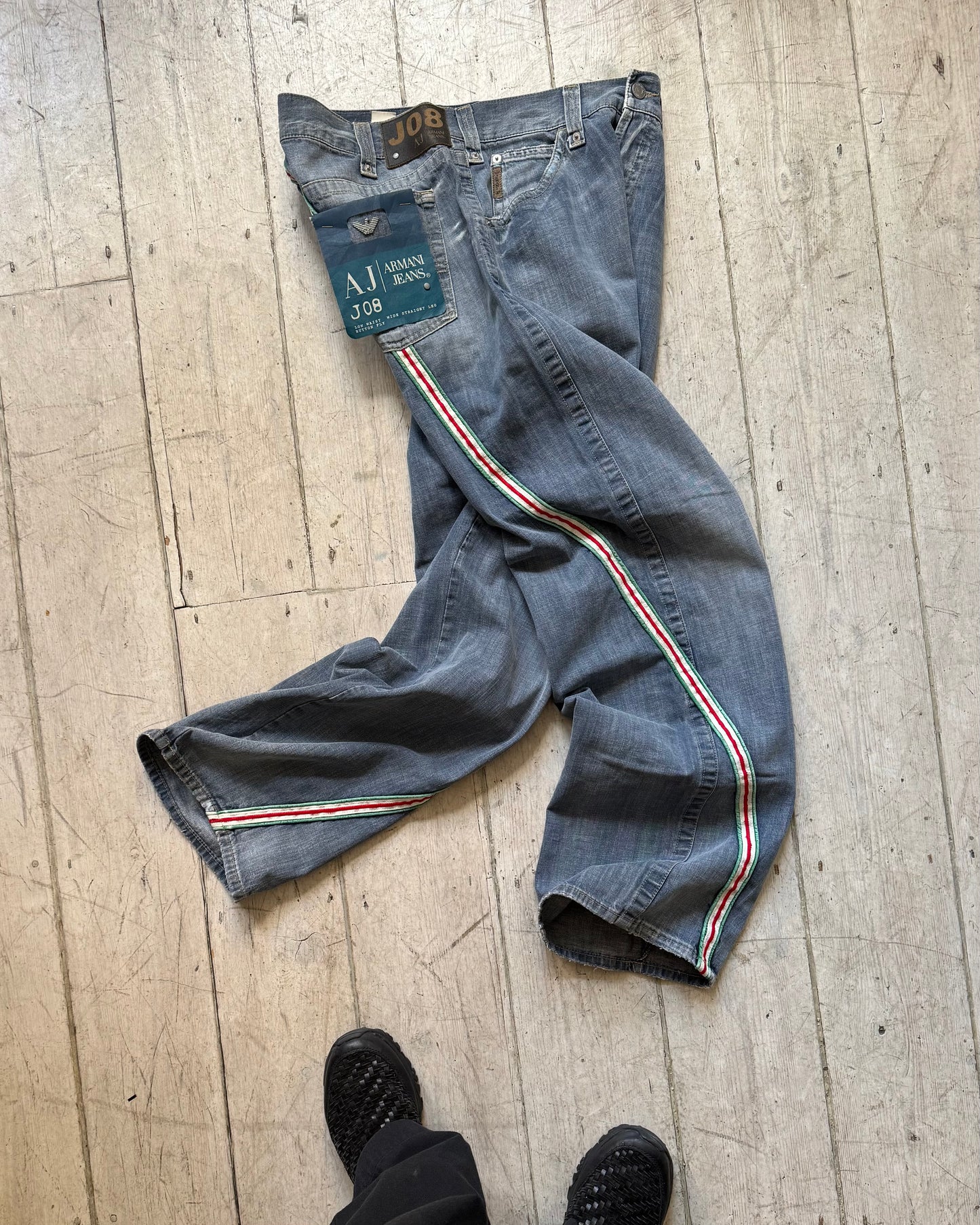 Early 2000s Red/Green Striped Wrap Around Jeans  (30 + 36 + 38 )