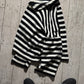 2012 Peter Pan Neck Black White Striped Fleece Jumper  (M~L)