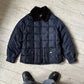 90s Navy Square Quilted Fleece Collar Work Jacket (M~L)