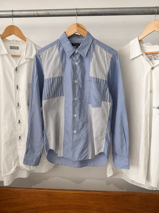 2008  Cross Patchwork Pinstripe Blue / White Shirt (~S~)