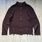 Early 2000s Brown Moto Style Ribbed Zip Up Knit Jumper  (L~XL)