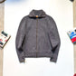 2000s Grey Thick Ribbed Knit Zip Up Jumper (~ S~)