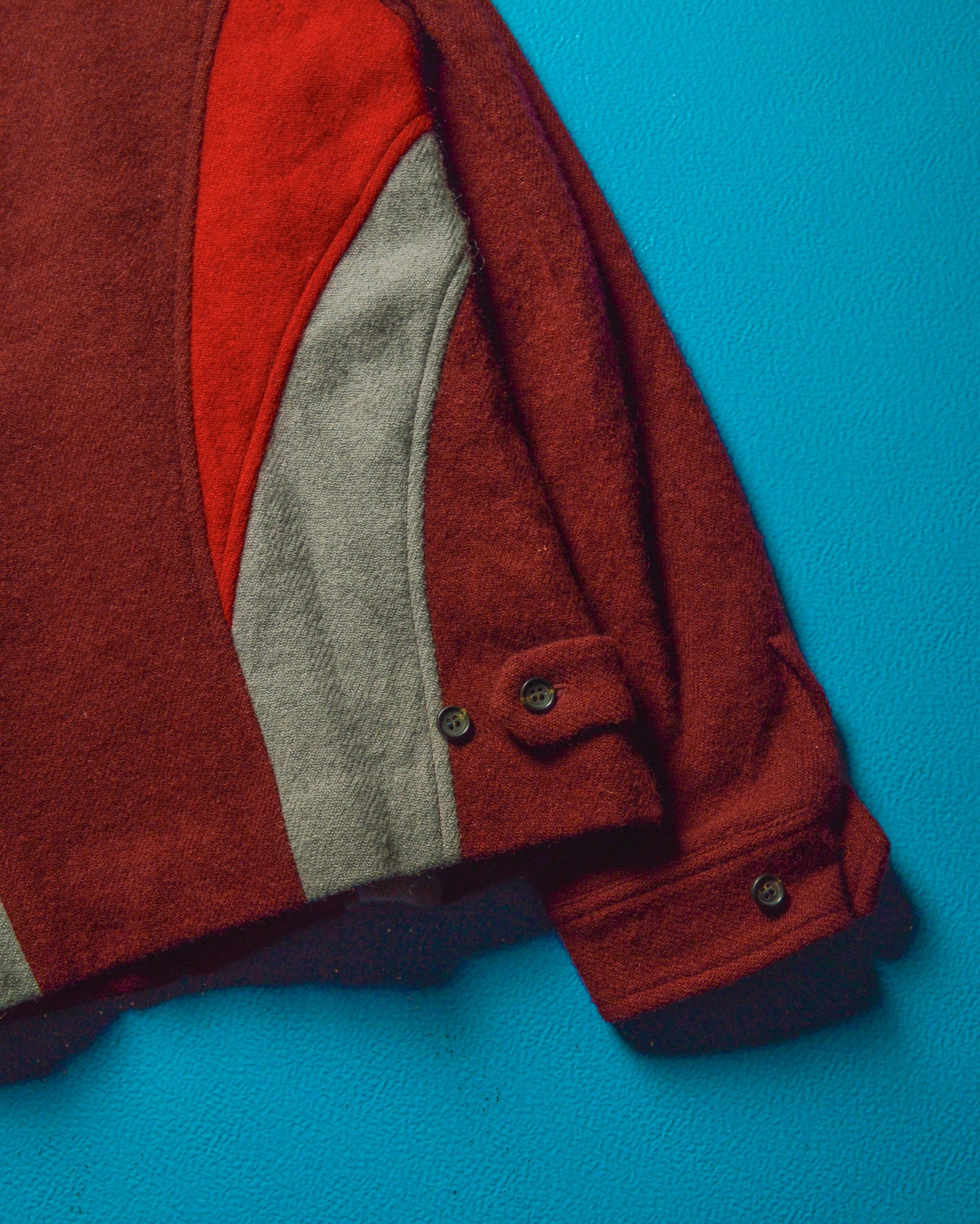 AW2003 "Curve" Burgundy / Red Panelled Wool Jacket (~M~)